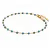 N5528 Chaine cheville turquoise naturelle facettée laiton doré - Bijoux de pieds femmes en ligne Ninanina