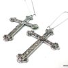 N5531c Boucles d'oreilles femme grandes croix métal argent NINANINA