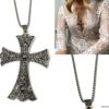 N5534b Collier long avec croix grande taille acier argent - Bijoux Colliers en ligne Ninanina