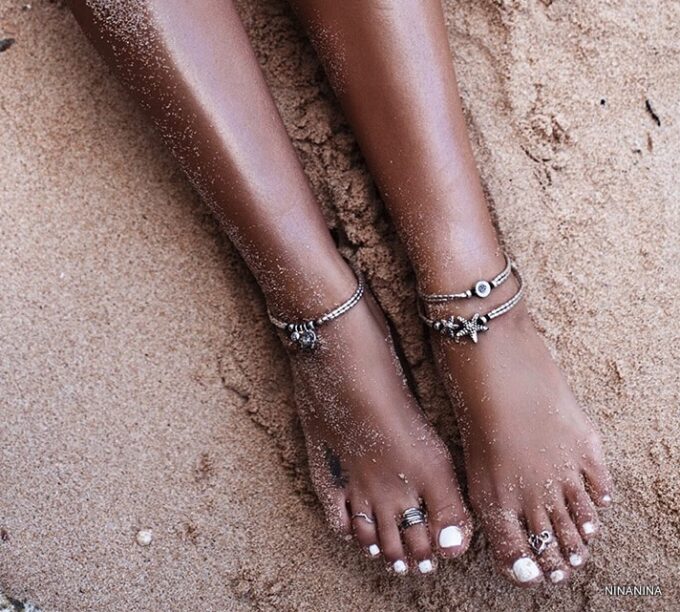 N5540 bracelet de pied étoile de mer métal argent NINANINA