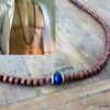 N5555 Collier homme long perles bois argent massif lapis lazzuli NINANINA
