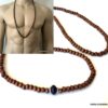 N5555a Sautoir perle en bois homme - Collier long lapis lazuli - Bijoux Colliers en ligne Ninanina