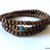 N5556b Bracelet perle bois homme et turquoise bleue 3 tours - Bijoux Bracelets Hommes en ligne Ninanina