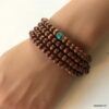 N5556e Bracelet perle bois homme et turquoise bleue 3 tours - Bijoux Bracelets en ligne Ninanina