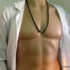 N5557 Long Collier perle bois homme turquoise et argent 925 - Bijoux Colliers hommes en ligne Ninanina