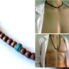 N5557a Long Collier perle bois homme turquoise et argent 925 - Bijoux Colliers hommes en ligne Ninanina