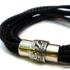 N5579a Bracelet homme cuir multirangs fermoir acier inoxydable gravé NINANINA