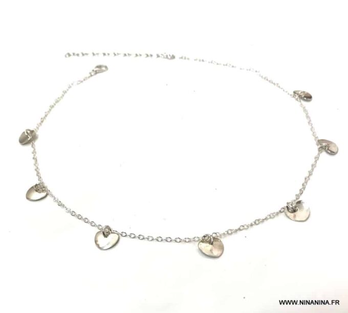 N5581a Collier ras de cou coeur argent 925 femme - Bijoux Colliers en ligne Ninanina
