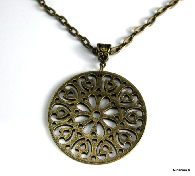 N558ter collier long sautoir métal bronze