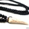 N5592a Collier homme tribal perles bois corne défense ivoire NINANINA