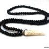 N5592c Collier homme tribal perles bois corne défense ivoire NINANINA
