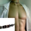N5598d collier homme femme cordon cuir perles bois argent 925 massif NINANINA