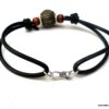 N5600b bracelet homme femme réglable cordon cuir perles bois argent 925 massif NINANINA