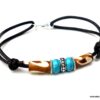 N5602 bracelet homme femme réglable cordon cuir perles turquoise argent 925 massif NINANINA