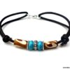 N5602b bracelet homme femme réglable cordon cuir perles turquoise argent 925 massif NINANINA
