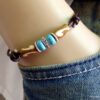 N5602j bracelet homme femme réglable cordon cuir perles turquoise argent 925 massif NINANINA