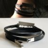 N5614d Bracelet lame de rasoir acier inoxydable homme cuir 3 tours - BijouxBracelets en ligne Ninanina