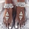 N5622B bracelet chaine de cheville femme tribale grelots métal argent NINANINA