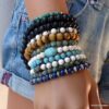 N5635 Bracelet homme mala perles noires 2 tours - Bijoux Bracelets en ligne ninanina