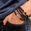N5636x Bracelet avec croix homme perles noires en bois - Bijoux Bracelets en ligne Ninanina