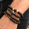 N5636y Bracelet avec croix homme perles noires en bois - Bijoux Bracelets en ligne Ninanina