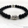 N5644 Bracelet bouddha pierre de lave noir perle sur elastique - Bijoux Bracelets en ligne Ninanina
