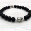 N5644a Bracelet bouddha pierre de lave noir perle sur elastique - Bijoux Bracelets en ligne Ninanina