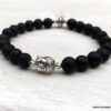 N5644b Bracelet bouddha pierre de lave noir perle sur elastique - Bijoux Bracelets en ligne Ninanina