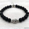 N5644c Bracelet bouddha pierre de lave noir perle sur elastique - Bijoux Bracelets en ligne Ninanina