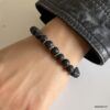 N5645a Bracelet en pierre de lave homme noir et argent massif - Bijoux Bracelets en ligne Ninanina
