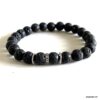 N5645d Bracelet en pierre de lave homme noir et argent massif - Bijoux Bracelets en ligne Ninanina