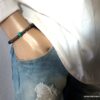 N5651b - Bracelet homme perles onyx noir mat et turquoise sur elastique - Bijoux Bracelets en ligne Ninanina