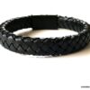 N5653c Bracelet homme cuir tresse noir fermoir acier aimanté - Bijoux Bracelets en ligne Ninanina