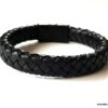 N5653h Bracelet homme cuir tresse noir fermoir acier aimanté - Bijoux Bracelets en ligne Ninanina