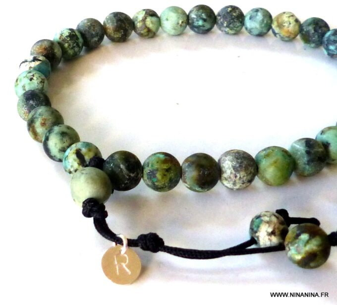 N5658c Bracelet homme strech mala turquoises africaines personnalisé - Bijoux Bracelets en ligne NINANINA