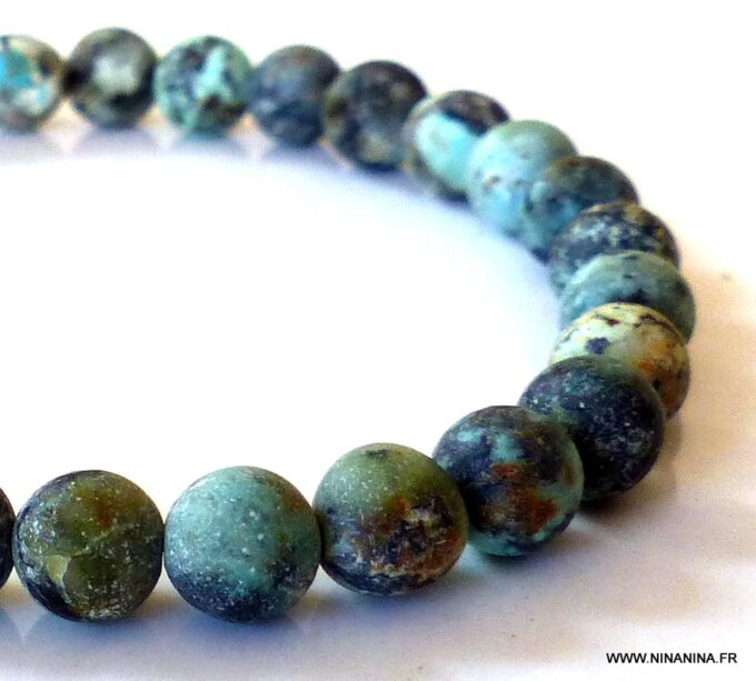 N5658h Bracelet homme strech mala turquoises africaines personnalisé - Bijoux Bracelets en ligne NINANINA