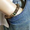 N5662a Bracelet homme stretch perles bois rondelle turquoise véritable NINANINA