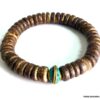 N5662k Bracelet homme stretch perles bois rondelle turquoise véritable NINANINA