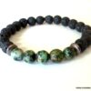 N5665g Bracelet homme perles turquoises africaines pierre de lave noires NINANINA