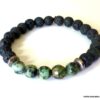N5665j Bracelet homme perles turquoises africaines pierre de lave noires NINANINA