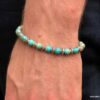 N5669y Bracelet homme perle jaspe bleu sur fil elastique - Bijoux Bracelets en ligne Ninanina