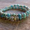 N5670c Bracelet homme 2 tours stretch perles jaspe turquoises NINANINA