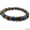 N5672 Bracelet homme lapis lazuli bleu et perle bois marron - Bijoux Bracelets en ligne Ninanina