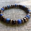 N5672 Bracelet homme perles coco marron lapis lazuli NINANINA