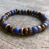 N5672K Bracelet homme perles coco marron lapis lazuli NINANINA