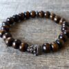 N5674 Bracelet homme perles bois marron bouddha noir NINANINA