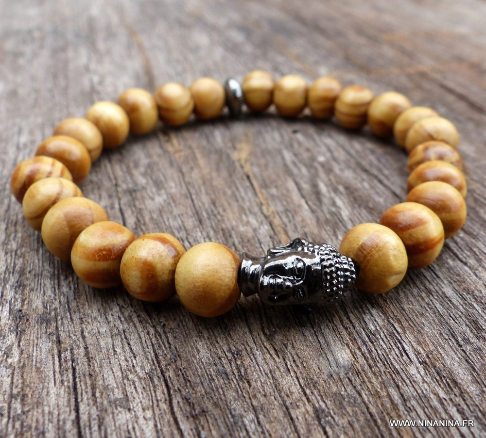 Bracelet perlé coloré poignet boule de bouddha perle bracelet élastique  perlé pour homme 