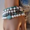 N5676 Bracelet elastique perles turquoises blanches - Bijoux Bracelets en ligne ninanina