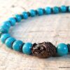 N5677c Bracelet bouddha noir perles turquoise naturelle - Bijoux bracelets en ligne Ninanina