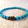 N5677e Bracelet bouddha noir perles turquoise naturelle - Bijoux bracelets en ligne Ninanina